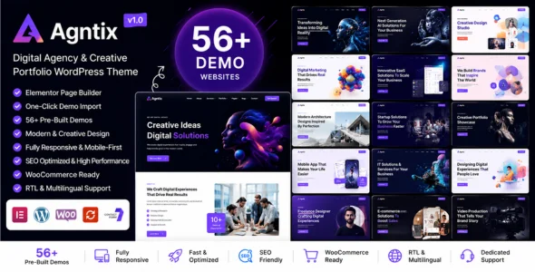 Agntix Digital Agency & Creative Portfolio WordPress Theme NULLED